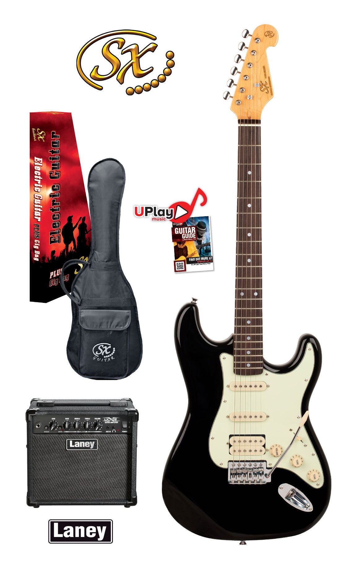 SX | VES62HB-PK2 | HSS Electric Guitar and Amplifier Package. SX | VES62HB-PK2 | HSS Electric Guitar and Amplifier Package.